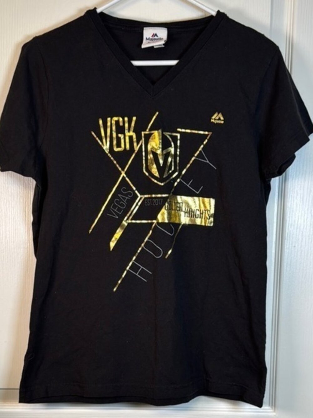 Majestic VGK Vegas Golden Knights Black Hockey Shirt Size Large EUC #SP-011